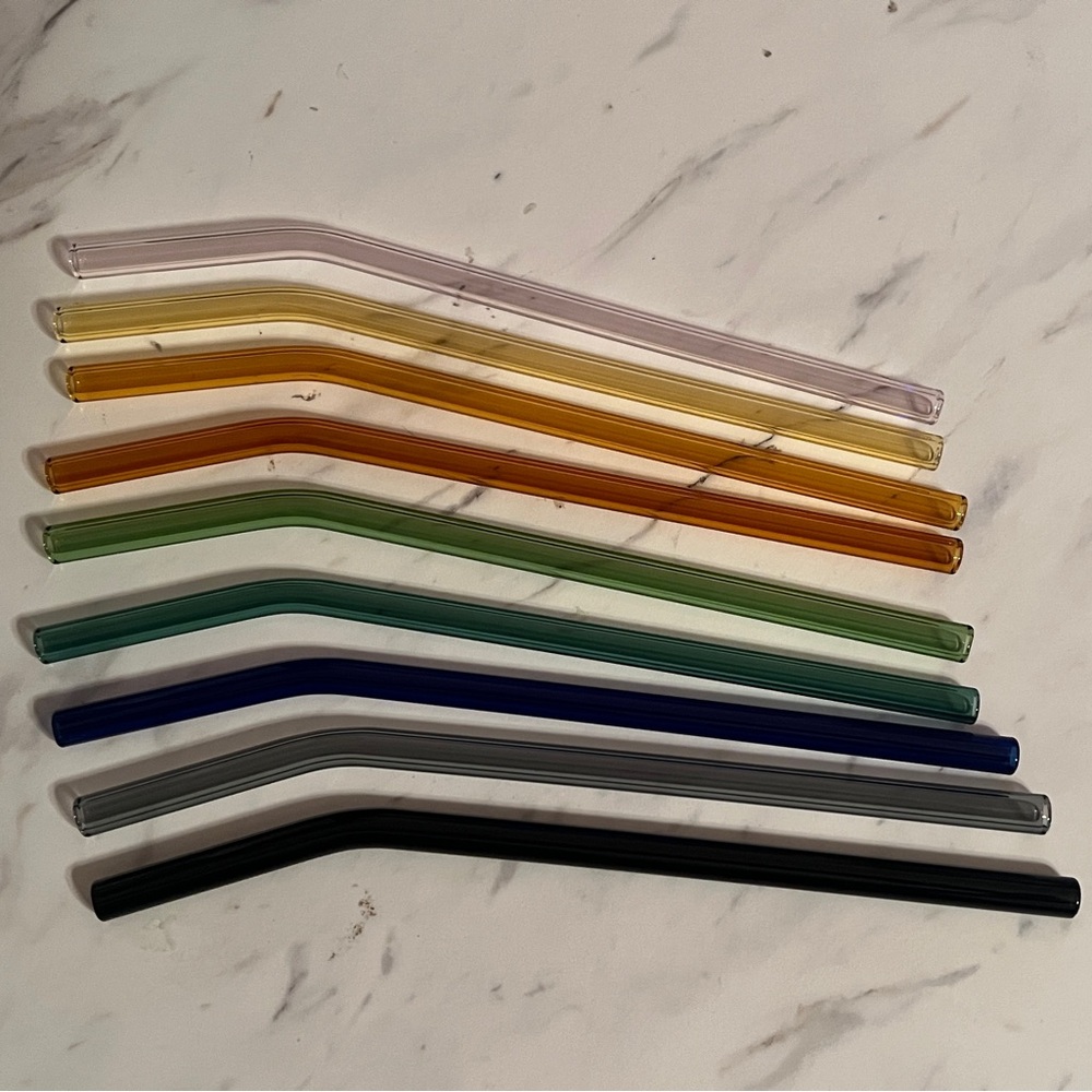 Colored glass bent straws